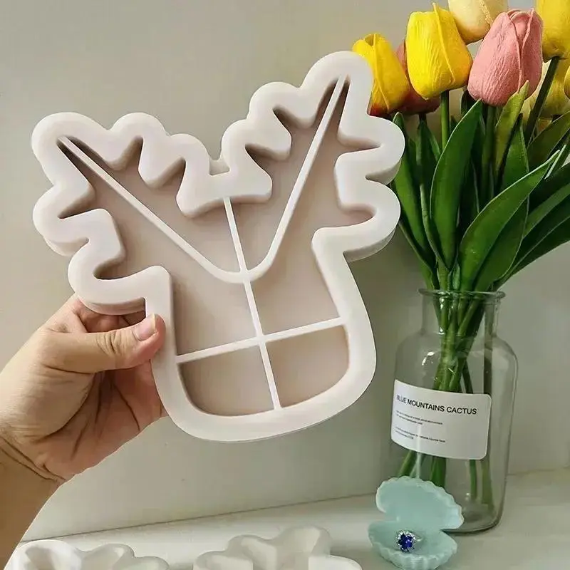 Christmas Series Style Handmade Creative Shape Elk Tray Silicone Mold Cute Deer Head Storage Tray Cement Mold Home Decorative