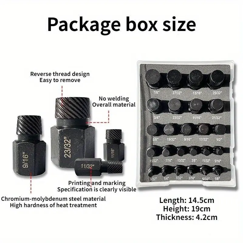 New Screw Extractor Set Hex Head Multi-Spline Easy Out Bolt Extractor Set For Removing Stripped Rounded Damaged Broken Screws