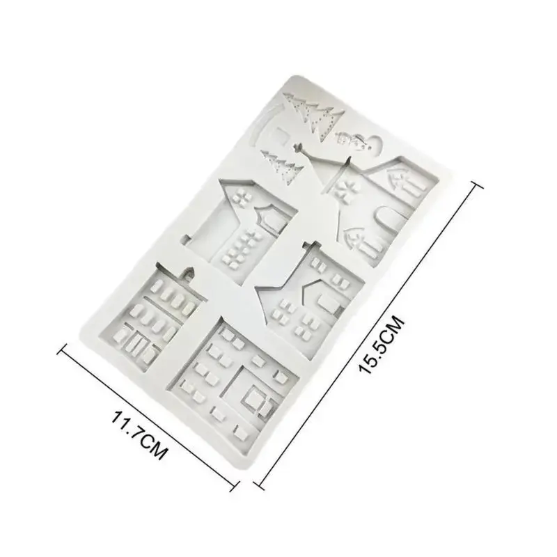 Creative New House Silicone Mold Christmas Cake Lace Decoration Tool Snowman Castle Villa Shape Mold Ssuitable Home Kitchen Mold