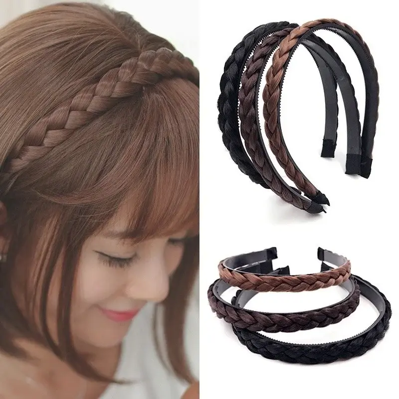 New Women Vintage Wig Headbands Braids Girls Style Hair Band Head Band Wig Hair Accessories Turbans For Women Head Band