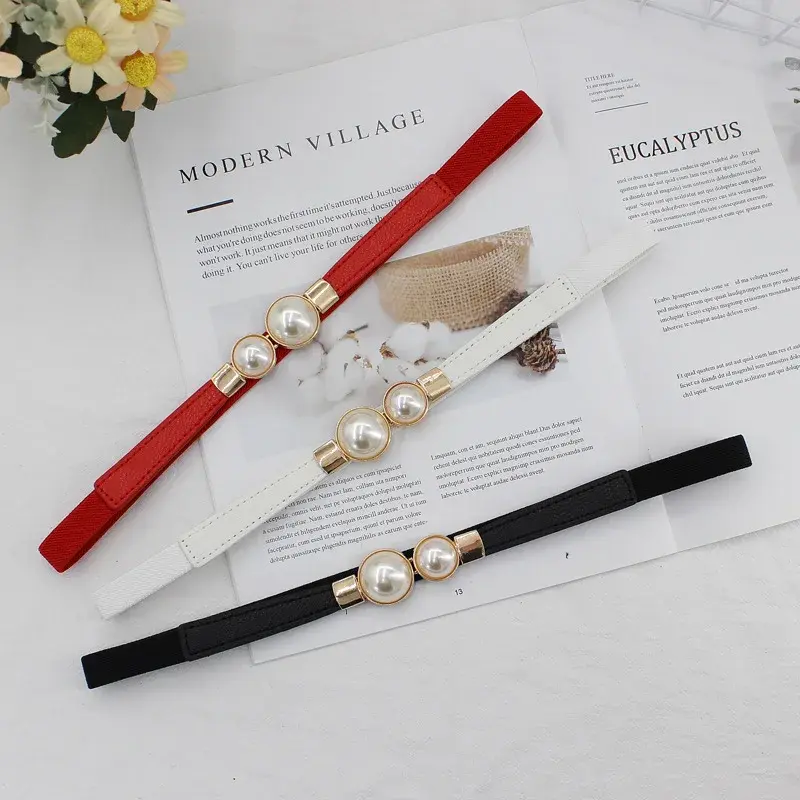 Narrow Stretch Dress Belt Women Fashion Waist Belt Thin Buckle Waistband For Girl Belt Dress Apparel Accessories Creative Gifts