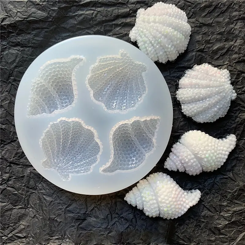 New Multi-faceted Shell Conch Mirror Epoxy Silicone Abrasive Simulation Shell Crafts Decoration Mold Chocolate Cake Baking Tool