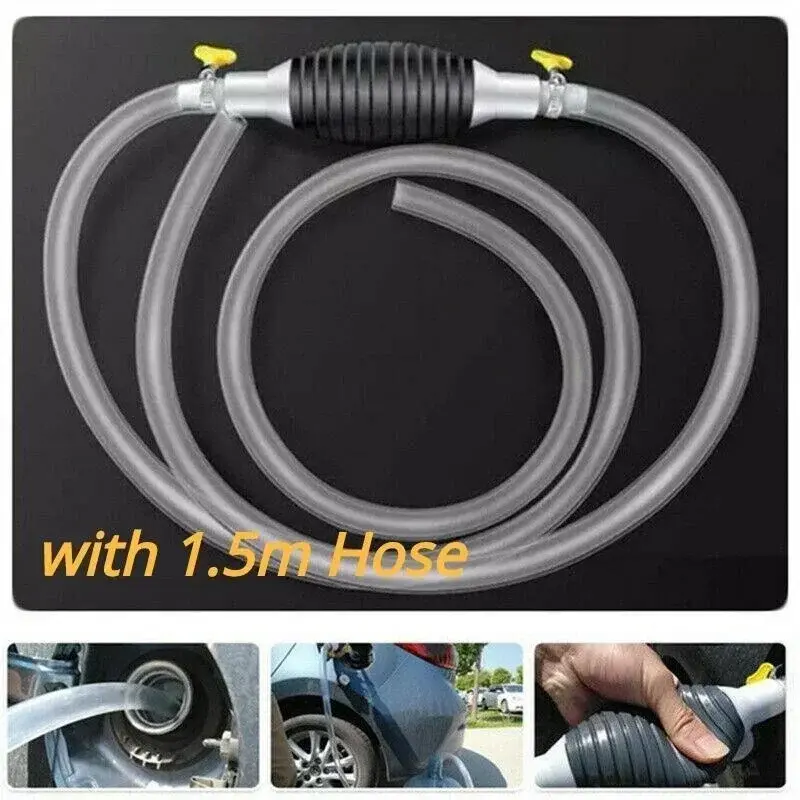 Manual Siphon Transfer Pump Kit for Cars and Trucks, with 1.5m Hose for Easy Oil and Fuel Transfer in Cars and Trucks