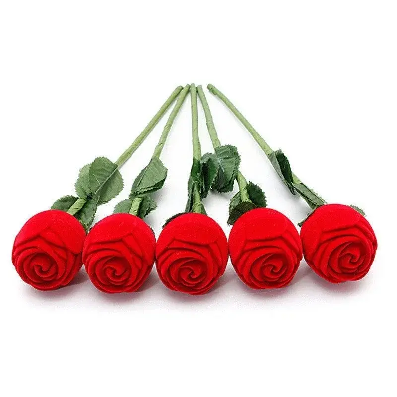 1pc Portable 3D Red Rose Jewelry Box Wedding Ring Gift Box Earring Storage Display Stand Earring Ring Gift Box