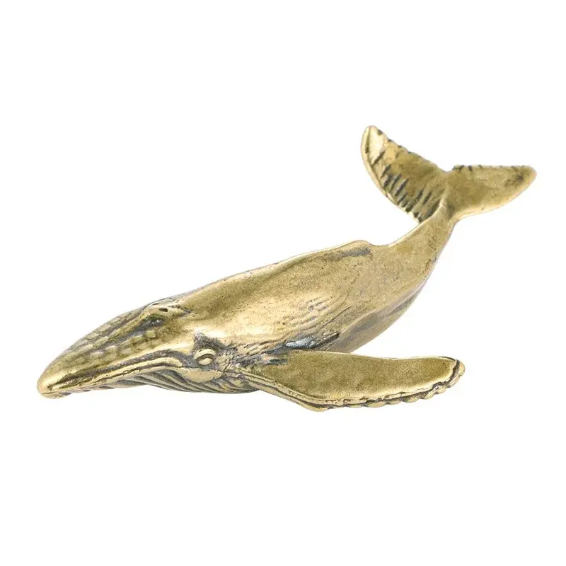 Pure Copper Whale Statue Vintage Marine Animal Figurine Desktop Ornaments Office Decoration Crafts Accessories Childrens Gift