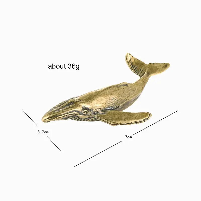 Pure Copper Whale Statue Vintage Marine Animal Figurine Desktop Ornaments Office Decoration Crafts Accessories Childrens Gift