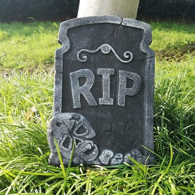 Foam Tombstone Decoration Haunted House RIP Stone Horror Props Party Decoration Skull Tombstone Garden Decoration