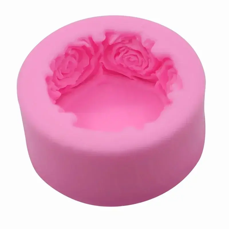 Round Rose Shape Silicone DIY Handmade Soap Mold To Make Fondant Cake Candle Mold