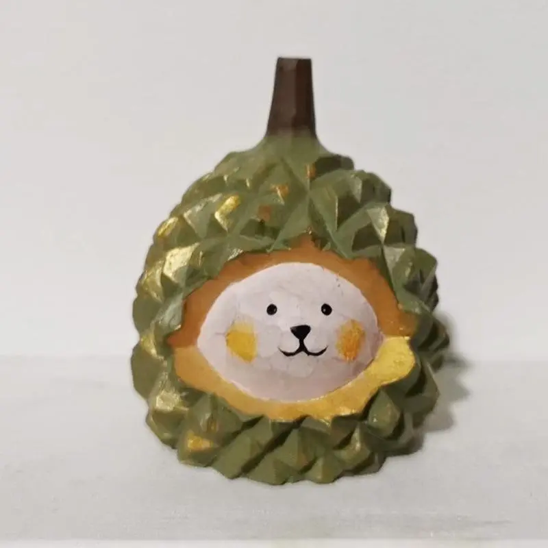 Creative Cute Durian Cat Fashion Ornament Crafts Home Wood Carving DesktopPumpkin Wooden Statue Ornament Halloween Gift