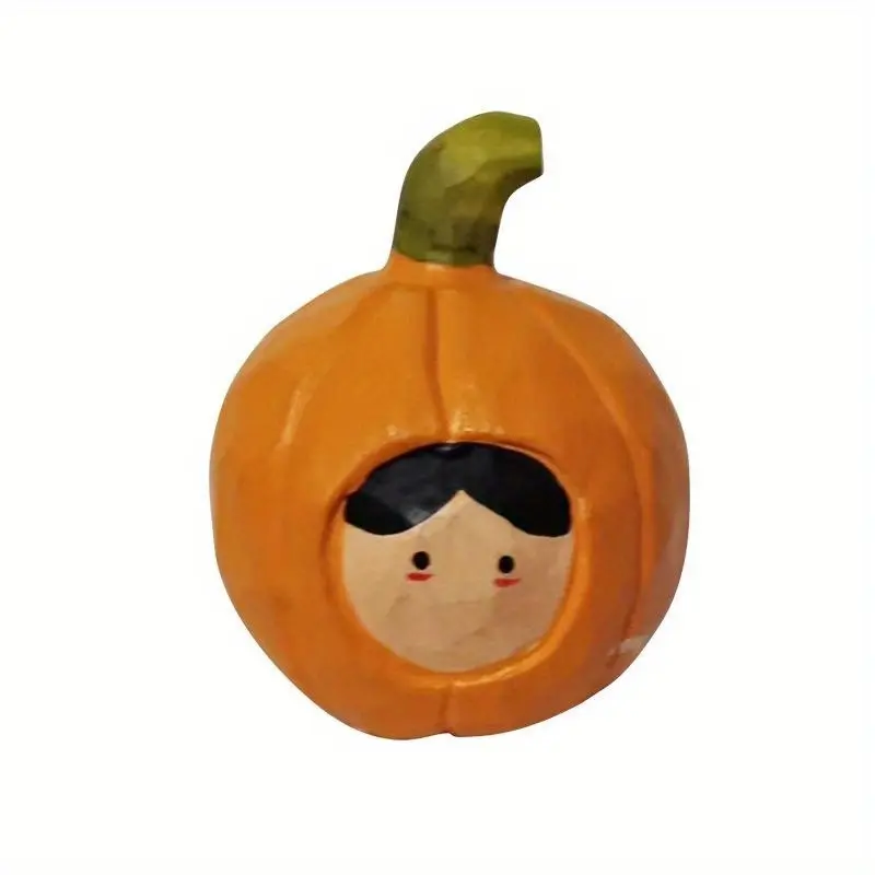 Creative Cute Durian Cat Fashion Ornament Crafts Home Wood Carving DesktopPumpkin Wooden Statue Ornament Halloween Gift
