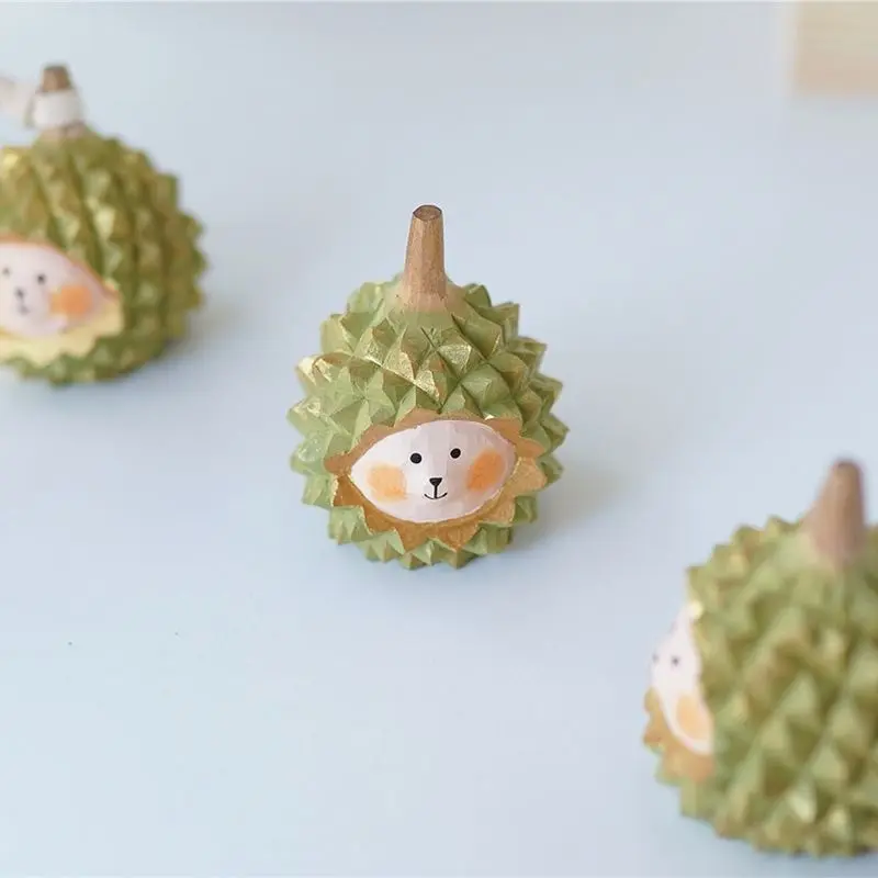 Creative Cute Durian Cat Fashion Ornament Crafts Home Wood Carving DesktopPumpkin Wooden Statue Ornament Halloween Gift