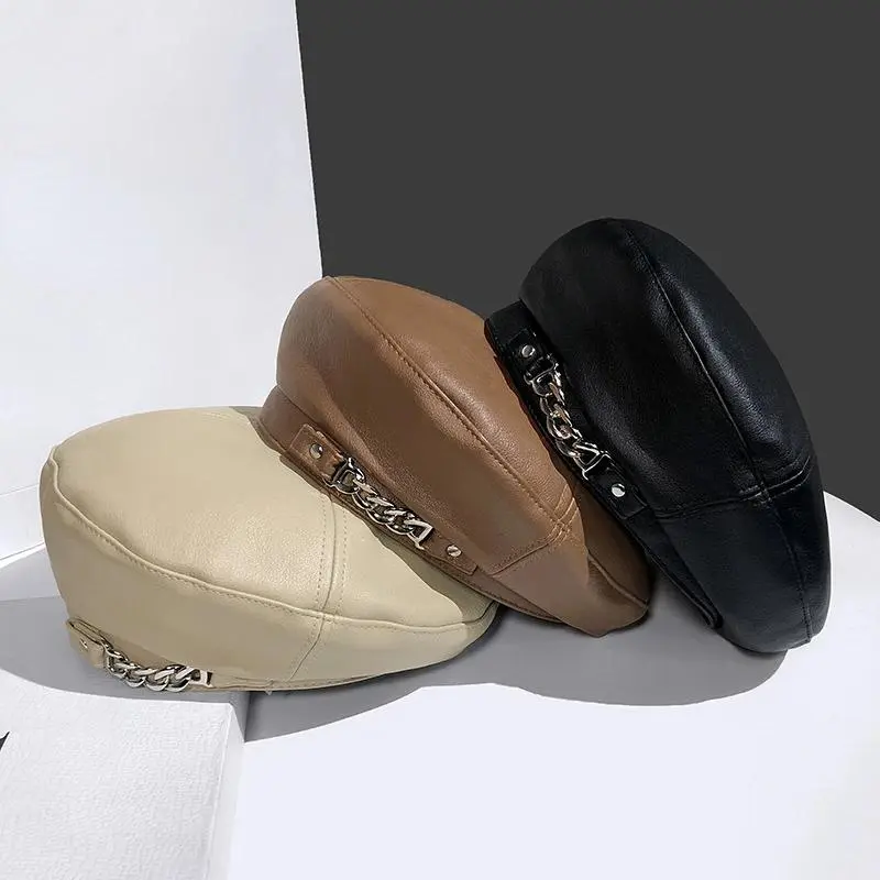 1 Pcs Women's Hat Beret New Fashion All-match Houndstooth Female British Retro Octagonal Hat Painter Hat Autumn Women's Cap