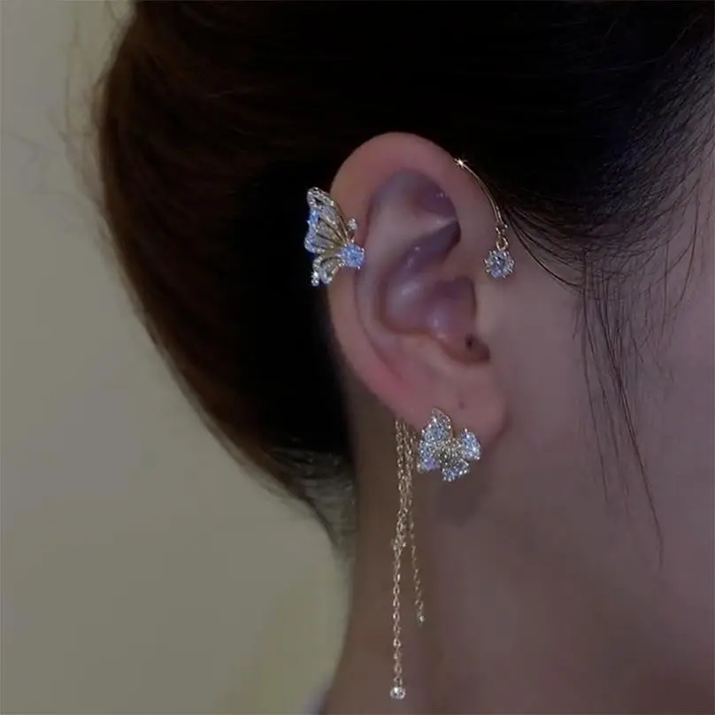 New Pretty Design 1 Pcs Butterfly Earcuff For Women Without Piercing Earrings 2024 Fashion Ear Clip Bride Wedding Jewelry
