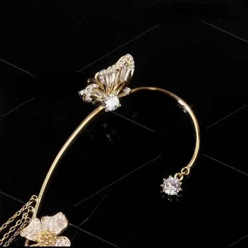 New Pretty Design 1 Pcs Butterfly Earcuff For Women Without Piercing Earrings 2024 Fashion Ear Clip Bride Wedding Jewelry