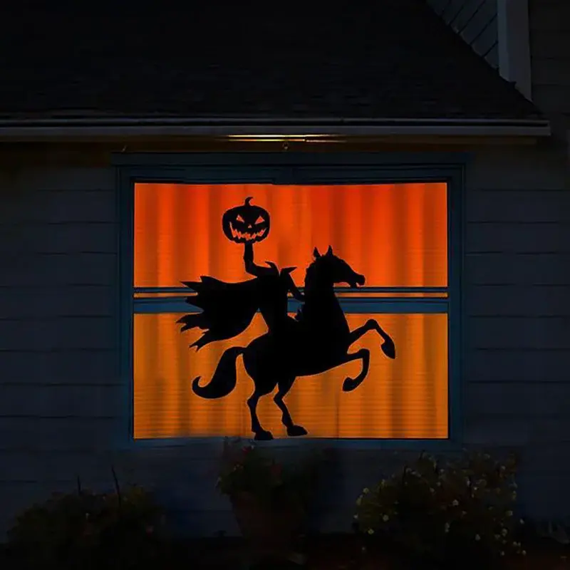 Creative Halloween Scary Witch Ghost Horror Door Window Decoration Sticker Party Supplies Window Decor Static PVC Wall Stickers