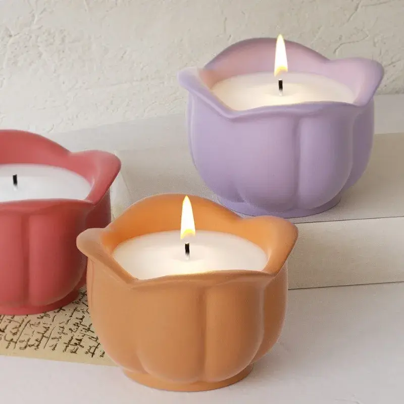 Rose Candle Cup Mirror Silicone Mold DIY Aromatherapy Gypsum Candlestick Flower Pot Ornament Storage Can Home Crafts Decoration