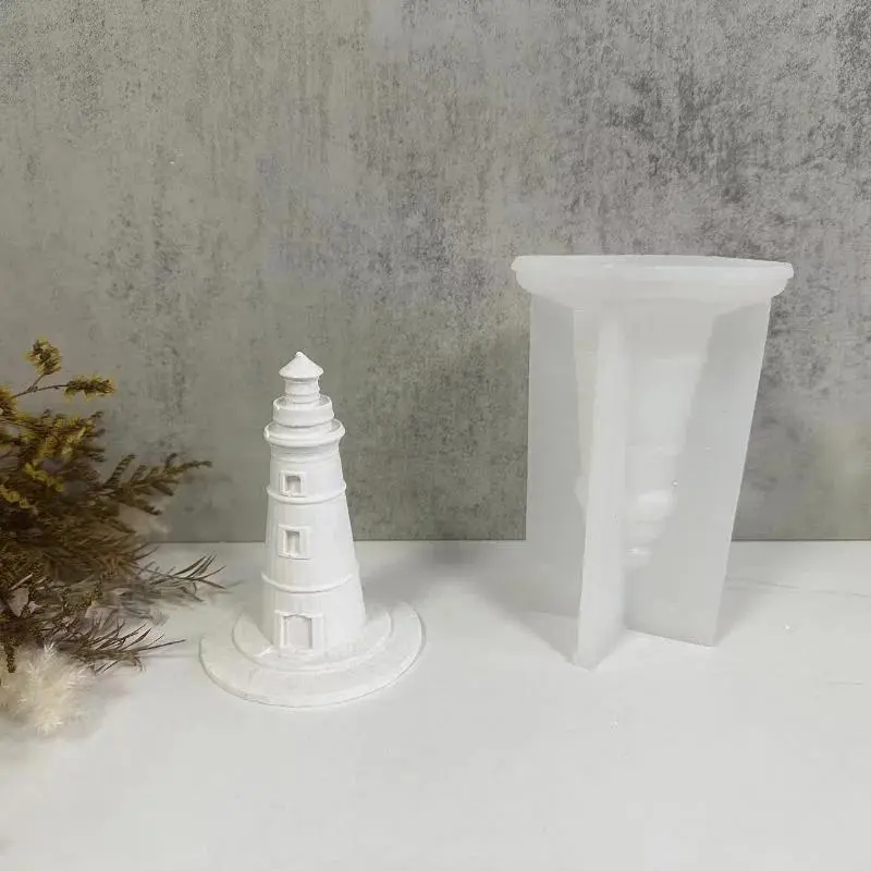 New Creative Lighthouse Ornament Gypsum Mold Lighthouse Aromatherapy Candle Silicone Mold Suitable Household Kitchen Tools
