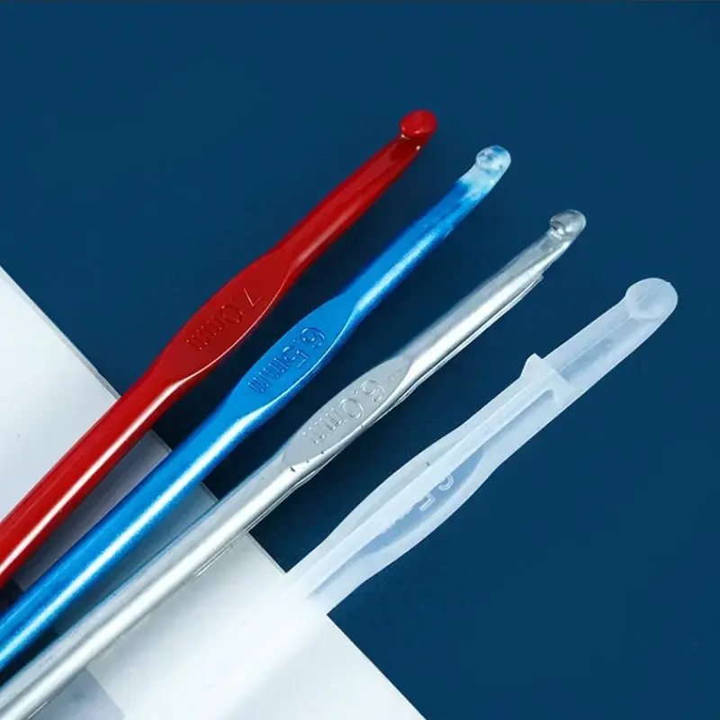 10 Styles Crochet Hook Crystal Epoxy Resin Mold DIY Knitting Sweaters Scarves Tool Casting Silicone Mould DIY Crafts Making Tool