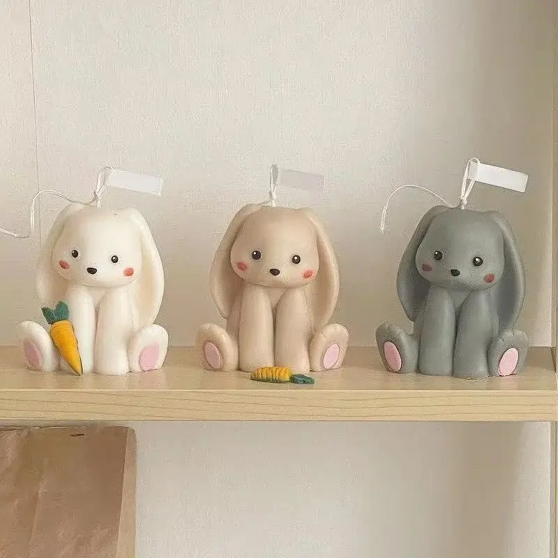 New DIY Candle Mold Home Decoration Sitting Lucky Rabbit Silicone Mold 3D Bunny Scented Candle Mould for Wax Aromatherapy Making