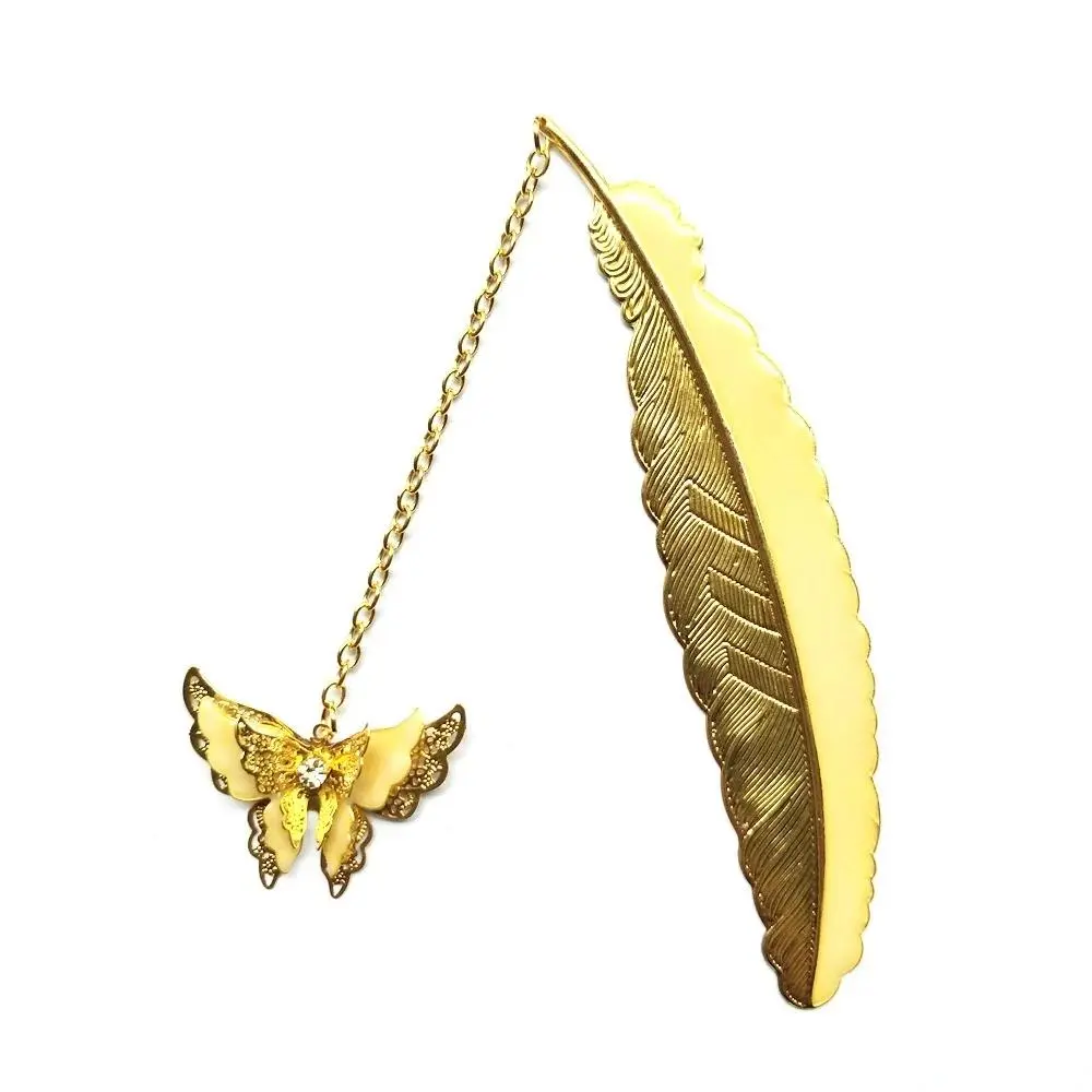 Creative New 1Pcs Luminous Feather Bookmark Retro Luminous Creative Whale Tail Metal Bookmark Fluorescent Owl/butterfly Bookmark