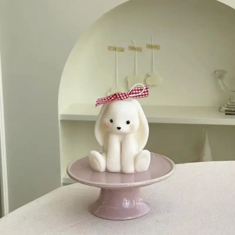 New DIY Candle Mold Home Decoration Sitting Lucky Rabbit Silicone Mold 3D Bunny Scented Candle Mould for Wax Aromatherapy Making
