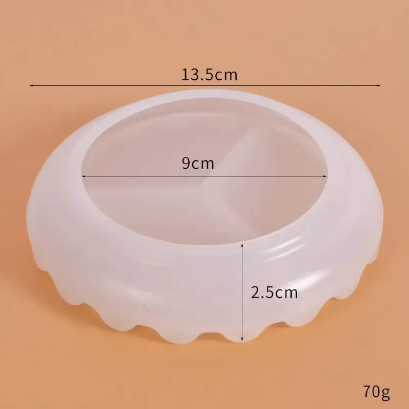 Mirror Waved Dish Silicone Mold Crystal Glue Handmade Round Flat Bottom Storage Box Molds DIY Accessories Arts Crafts Clay Mold