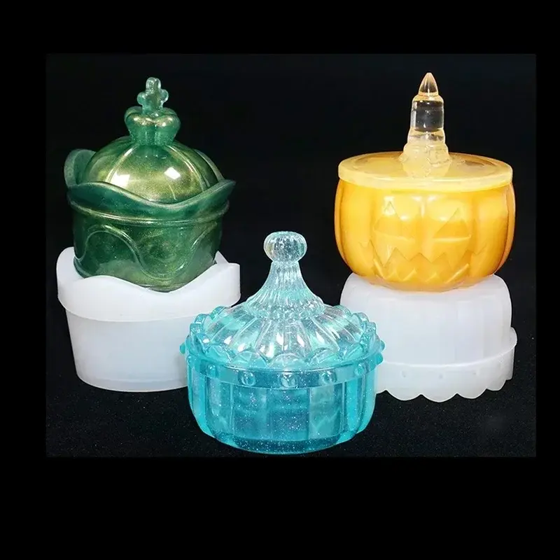Resin Siliconce Mold Handmade Creative Pumpkin Shape Cut Storage Box Jewelry Making Mold DIY Crystal Epoxy Gift Box Accessories