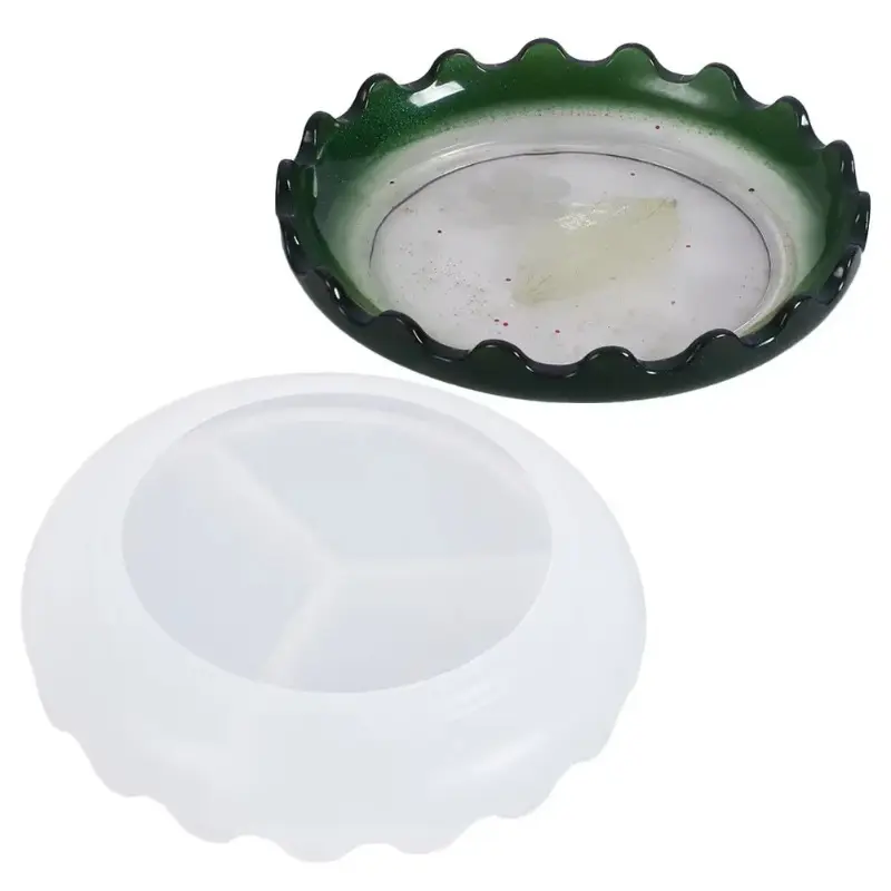 Mirror Waved Dish Silicone Mold Crystal Glue Handmade Round Flat Bottom Storage Box Molds DIY Accessories Arts Crafts Clay Mold