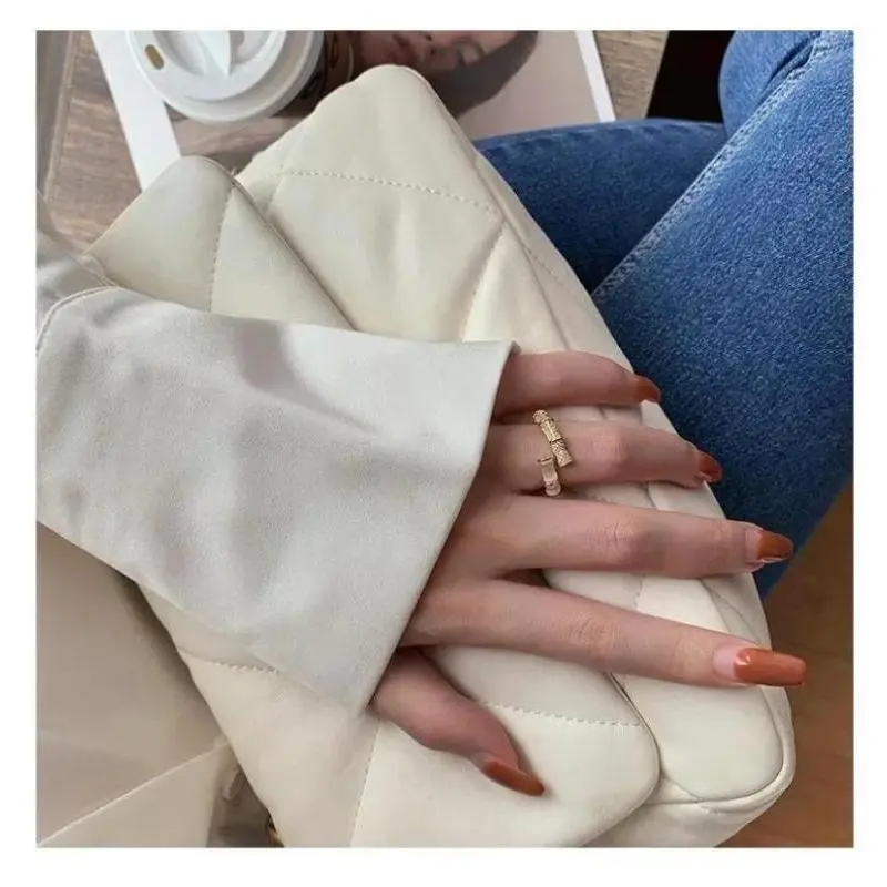 Elegant Women Creative Bamboo Shape Gold Color Rings Korean Jewelry Party Adjustable Ring Girl Accessories Creative Gift Rings