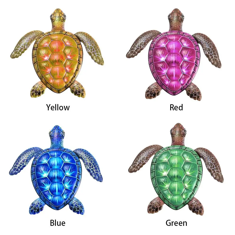 Creative Ocean Series Metal Turtle Indoor Outdoor Living Room Colorful Hanging Sculpture Iron Art Wall Decor Home Garden Gift