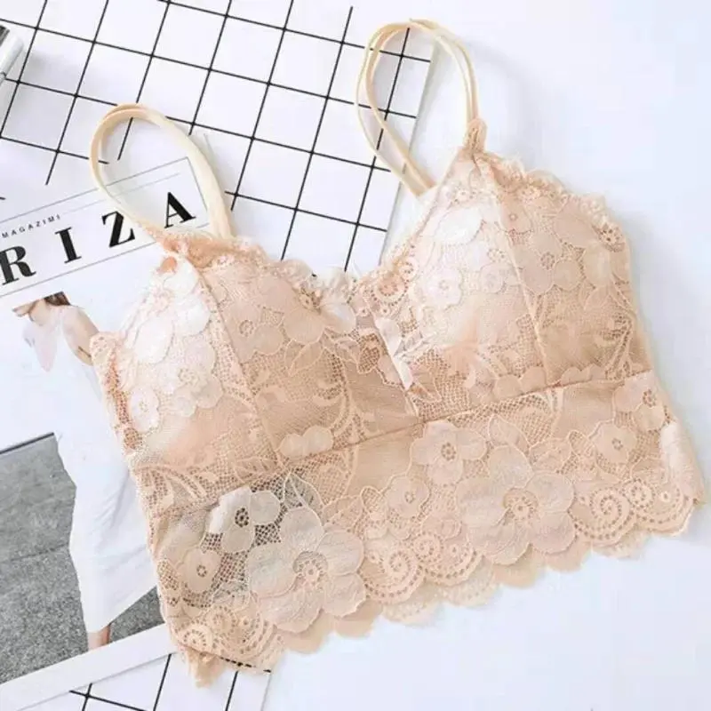1pcs New Women Lace Seamless Bras Top Sexy Wrapped Chest Strap Chest Pad Camisole Bottoming Underwear Beauty Vest Bralette
