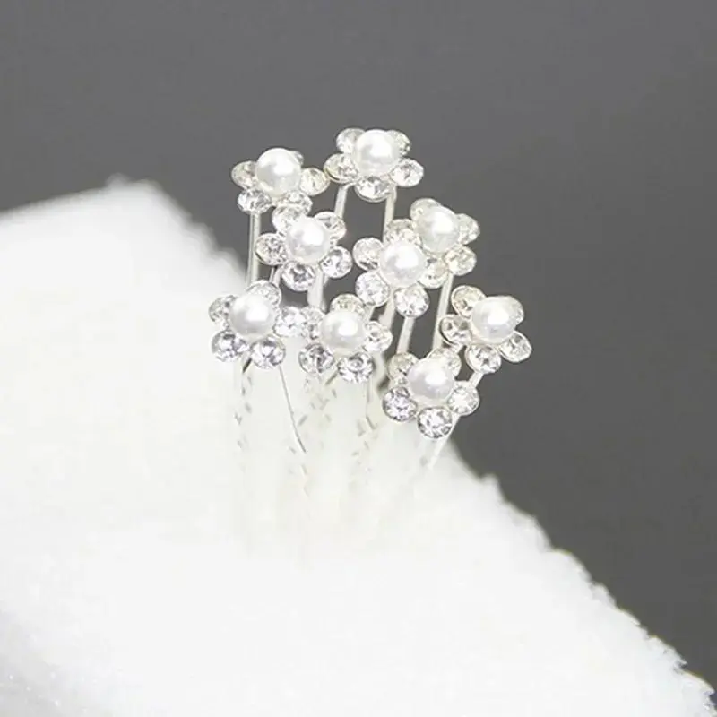 10Pcs Wedding Bridal Pearl Flower Crystal Hair Pins Clips Bridesmaid Beautiful Trimmer Updo Decor Women Creative Gifts Accessory