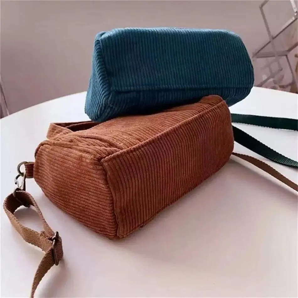New Women's Mini Crossbody Bag Corduroy Shoulder Bag Female Canvas Handbag Zipper Totes Ladies Casual Purse Cloth Pouch For Girl