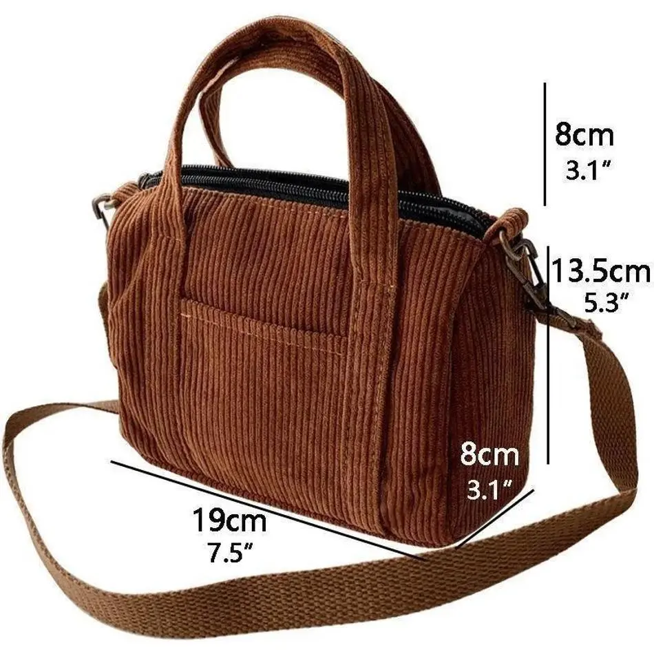 New Women's Mini Crossbody Bag Corduroy Shoulder Bag Female Canvas Handbag Zipper Totes Ladies Casual Purse Cloth Pouch For Girl