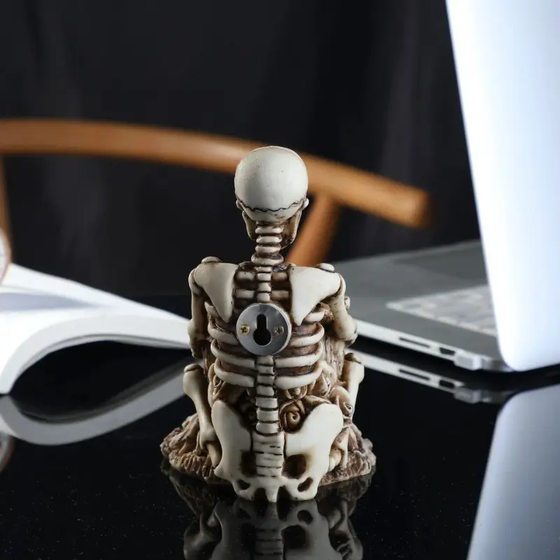 Creative Skull Multifunctional Storage Rack Desk Storage Pen Holder Resin Cosmetics Storage Halloween Gift Home Decor Supplies