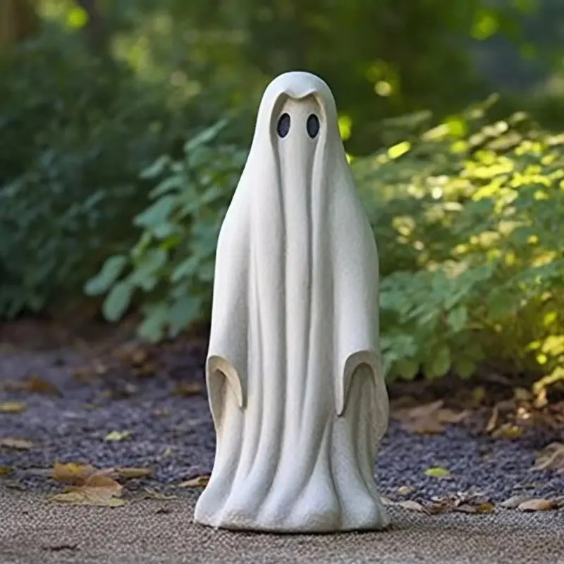 New Halloween Garden Sculpture White Ghost Outdoor Sculpture Cute Ghost Garden Decoration Resin Crafts Home Decoration Supplies