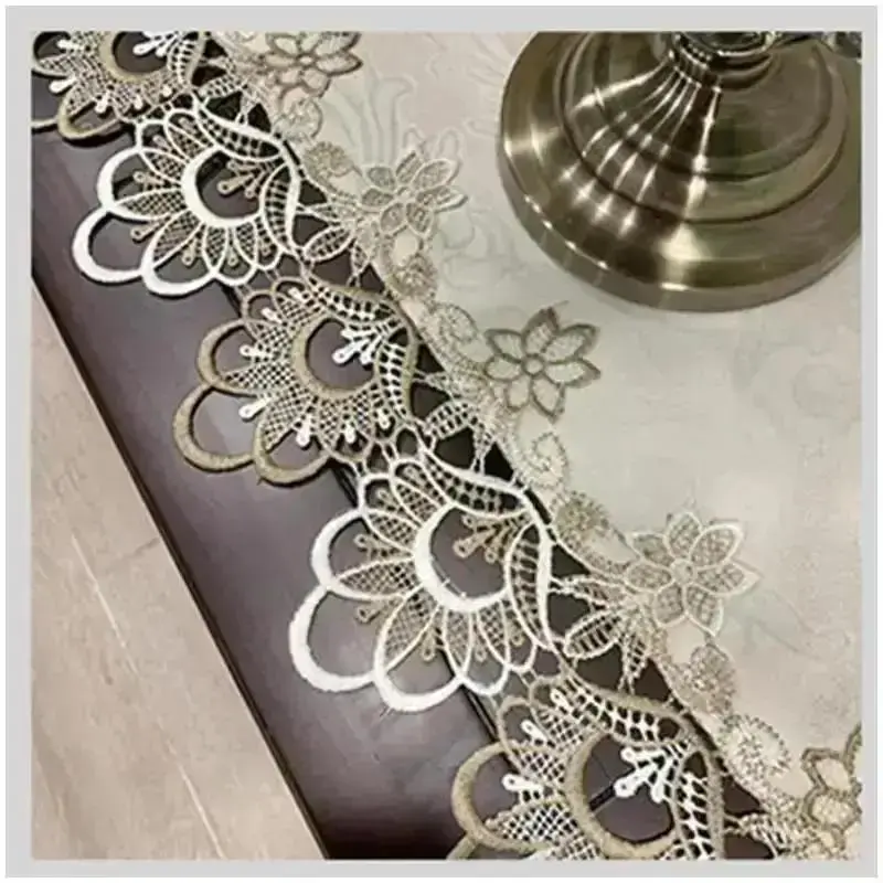 Lace Embroidered Table Runner Fabric Dining Table And Coffee Table TV Cabinet Shoe Cabinet Dust-Proof Towel Cloth Home Supplies