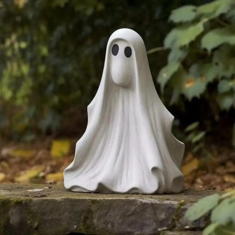 New Halloween Garden Sculpture White Ghost Outdoor Sculpture Cute Ghost Garden Decoration Resin Crafts Home Decoration Supplies