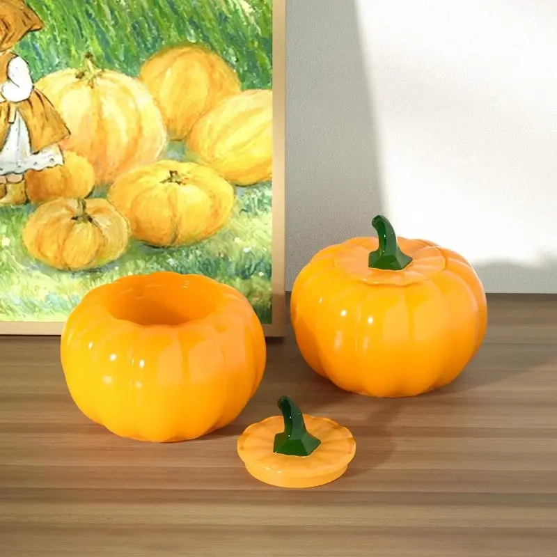 New Handmade Diy Creative Shape New Pumpkin Jar With Lid Silicone Mold Jewelry Storage Box Plaster Mold DIY Plaster Resin Crafts