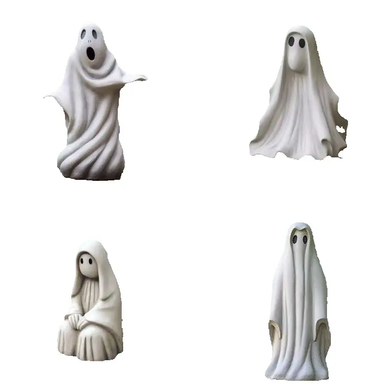 New Halloween Garden Sculpture White Ghost Outdoor Sculpture Cute Ghost Garden Decoration Resin Crafts Home Decoration Supplies