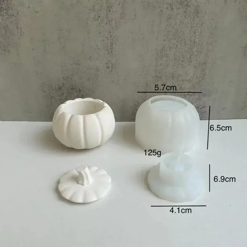 New Handmade Diy Creative Shape New Pumpkin Jar With Lid Silicone Mold Jewelry Storage Box Plaster Mold DIY Plaster Resin Crafts