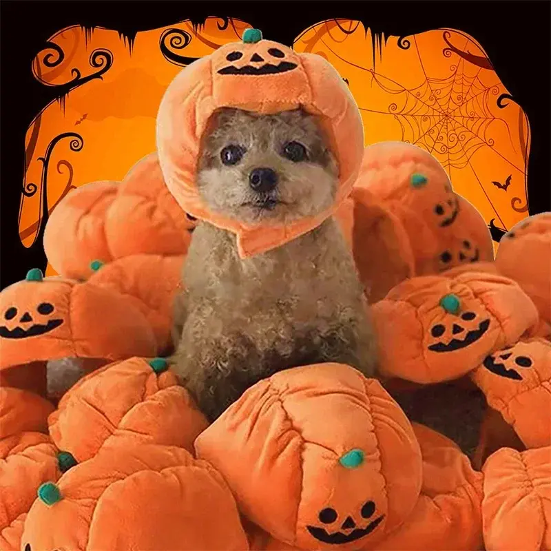 New Creative Halloween Pet Cat Dog Pumpkin Hat Halloween Ghost Day Decorative Supplies Small Medium And Large Dogs Headgear