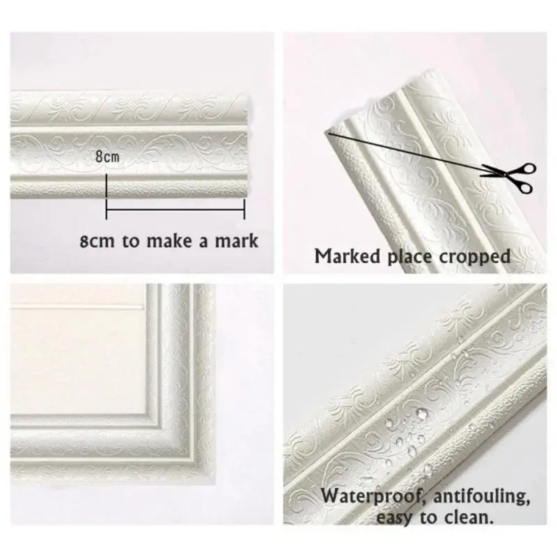 New 3D Self-adhesive Waistline Wallpaper Wall Decoration Self-adhesive Foam Frame Strip Waterproof Skirting Wall Tape Supplies