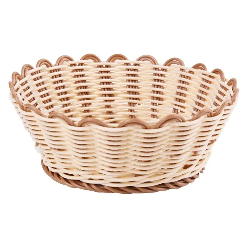 New 1PCs Simulate Rattan Fruit Basket Snack Handmade Storage Basket Kitchen Picnic Bread Container Storag Home Supplies