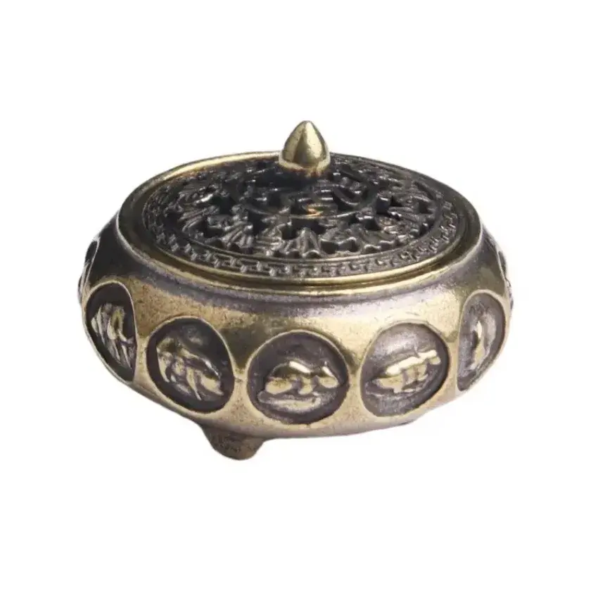 1 Pcs Retro Solid Color Censer Ornament Suitable Home Office Sandalwood Holder Supplies Antique Bronze Household Decorative