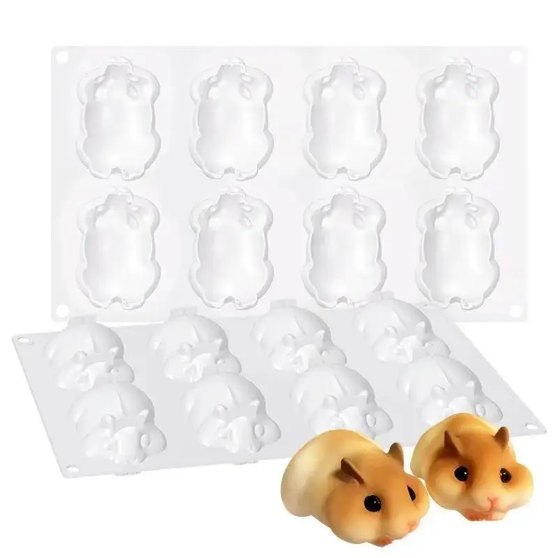 1 Pcs Hamster Creative Handmade Cake Silicone Mold Small Mouse Gypsum Ornament Candle Ice Cream Jelly Pudding Molds Accessories