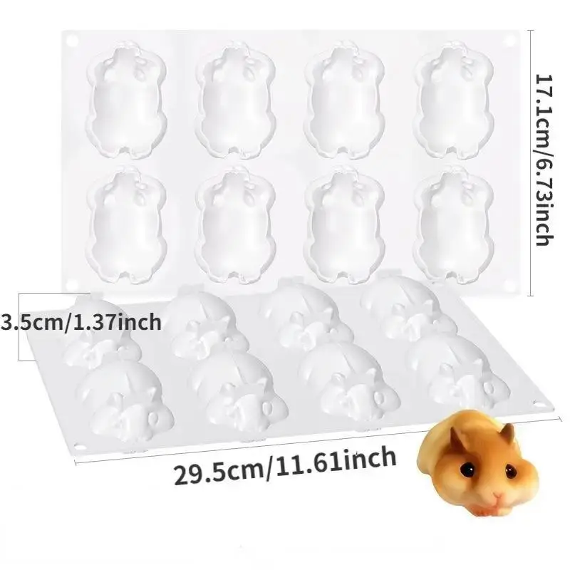 1 Pcs Hamster Creative Handmade Cake Silicone Mold Small Mouse Gypsum Ornament Candle Ice Cream Jelly Pudding Molds Accessories