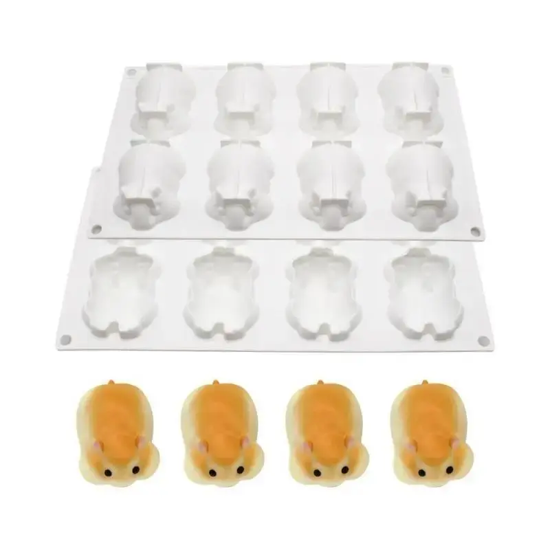 1 Pcs Hamster Creative Handmade Cake Silicone Mold Small Mouse Gypsum Ornament Candle Ice Cream Jelly Pudding Molds Accessories