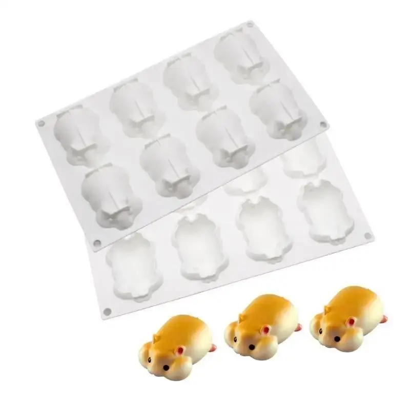 1 Pcs Hamster Creative Handmade Cake Silicone Mold Small Mouse Gypsum Ornament Candle Ice Cream Jelly Pudding Molds Accessories