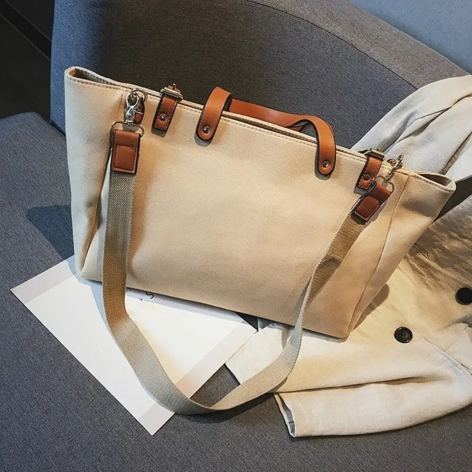 New Korean Edition INS High Capacity Cloth Tote Bag Casual Fashion Student One Shoulder Crossbody Handbag Versatile Lady Bags
